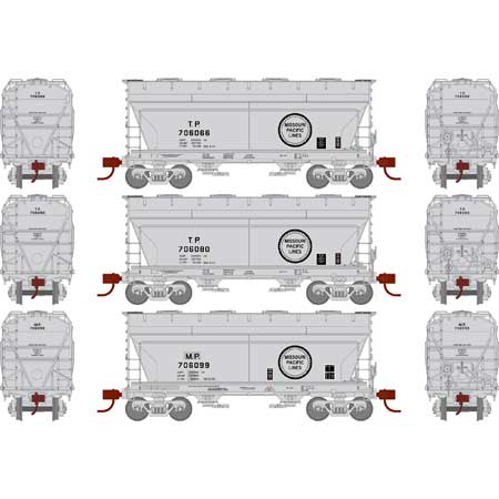 Athearn 24673 N MP/TP ACF 2970 Covered Hopper (Set of 3)