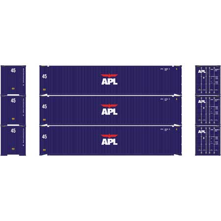 Athearn 27034 HO APL 45' Container (Pack of 3)