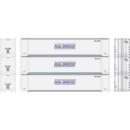 Athearn 27692 HO Rail Bridge RTR 48' Container #1 (Pack of 3)
