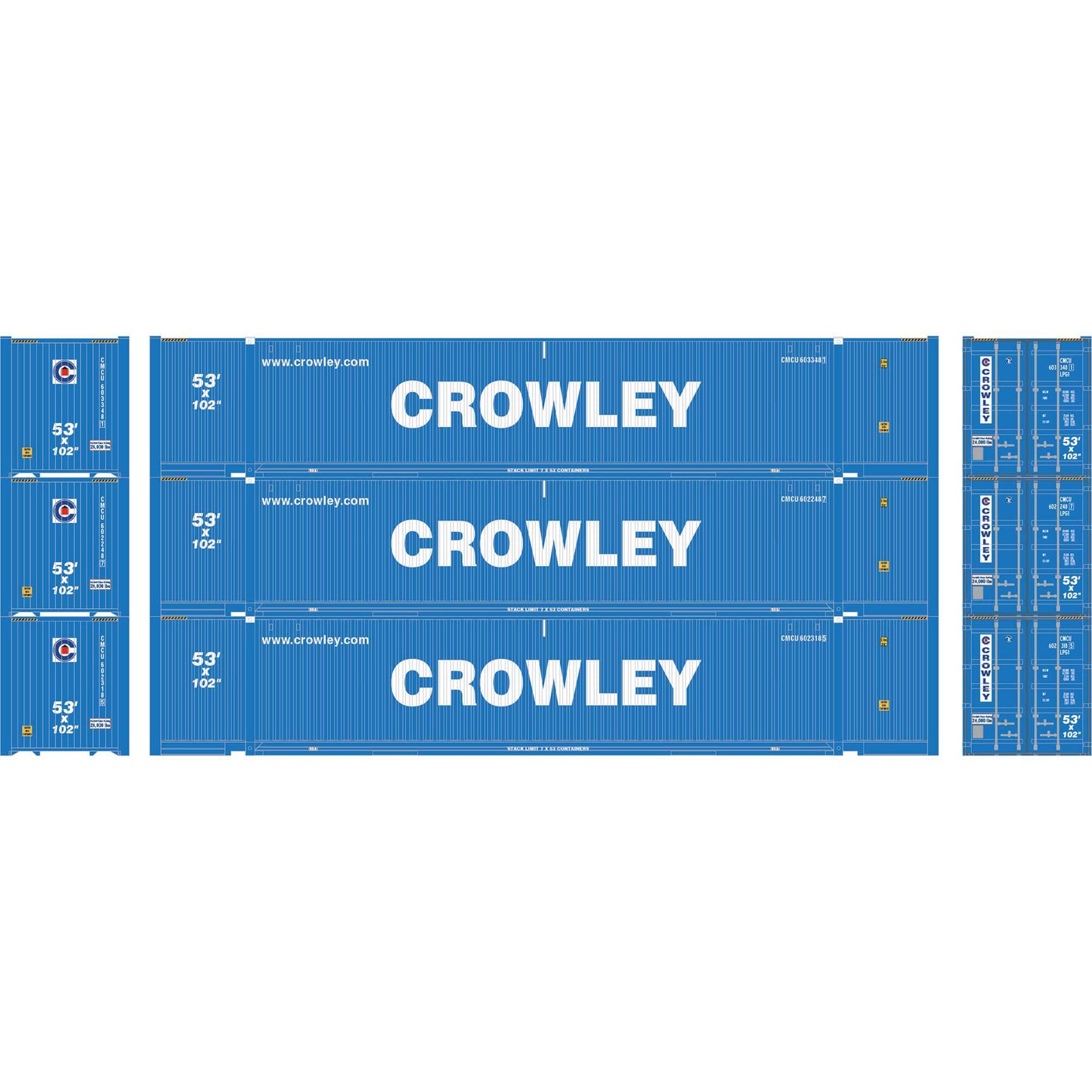 Athearn 28995 HO RTR Crowley 53' Jindo Container (Set of 3)