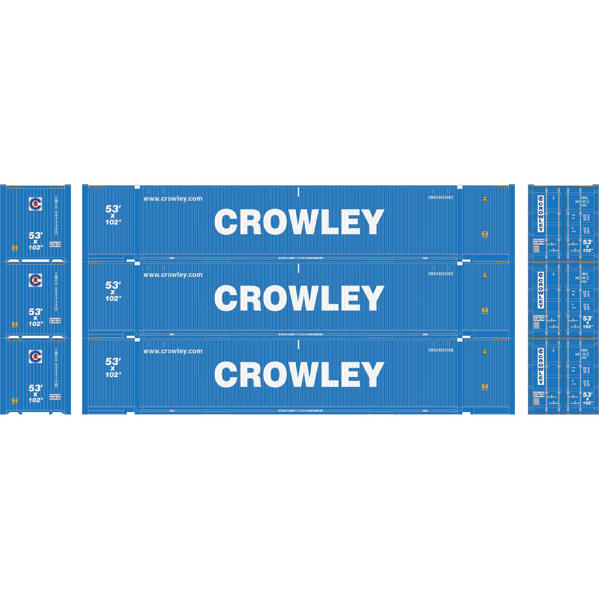 Athearn 28995 HO RTR Crowley 53' Jindo Container (Set of 3)