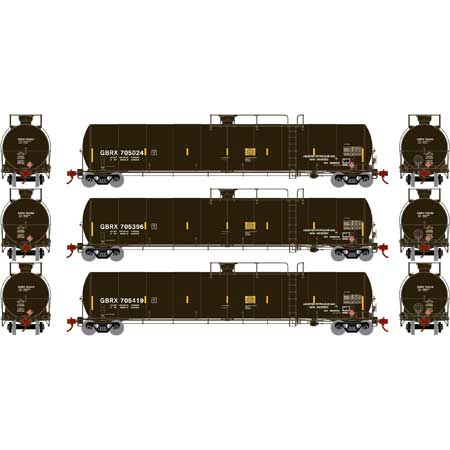 Athearn 3577 N GBRX 33,900-Gallon LPG Tank/Late (Set of 3)