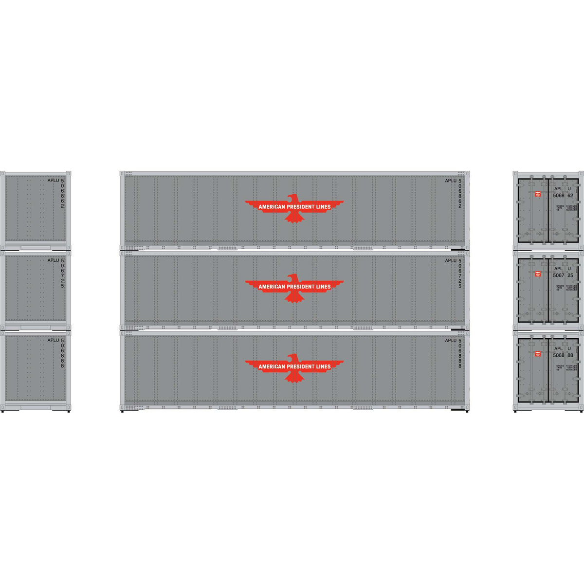 Athearn 63385 HO APL 40' Smooth Side Container #1 (Set of 3)