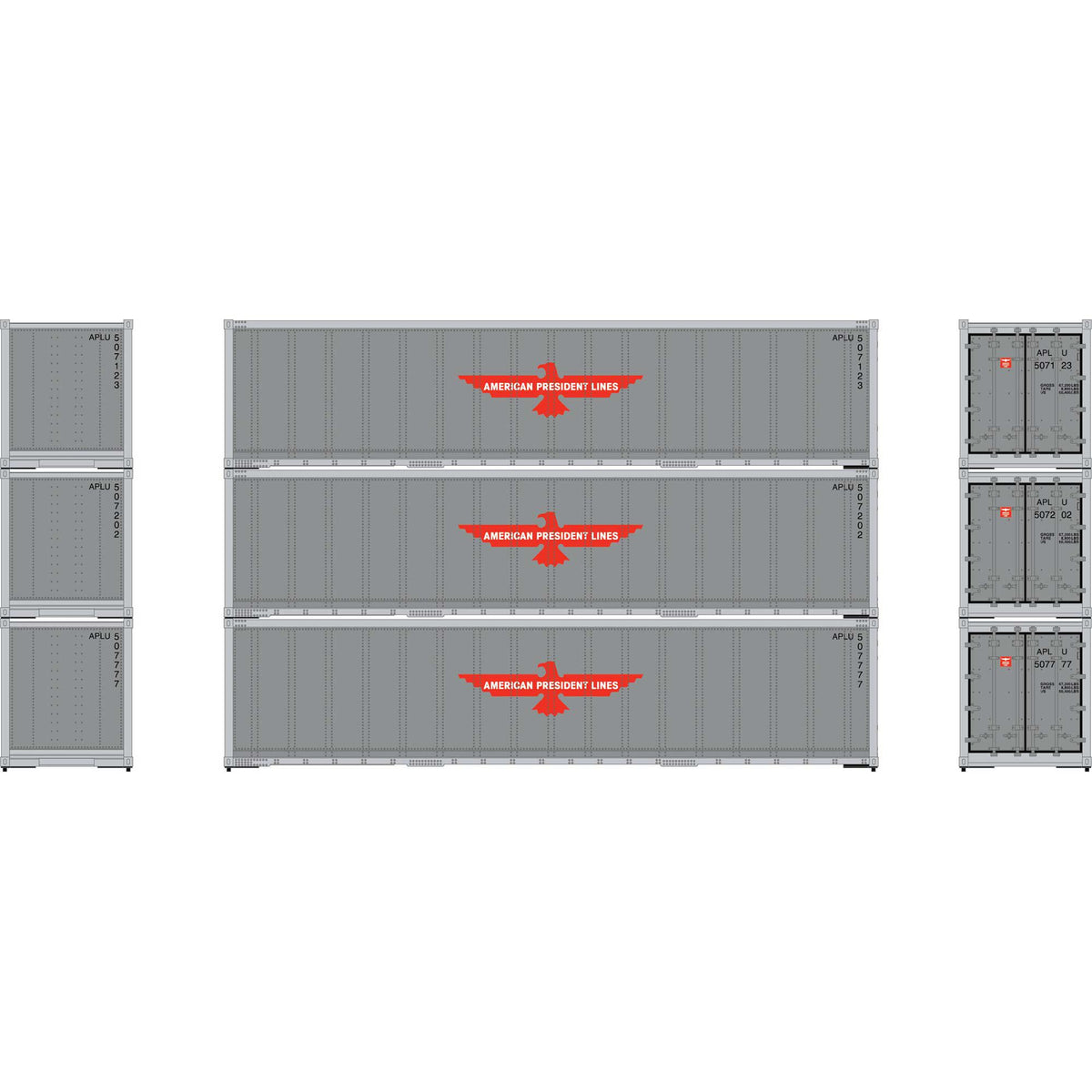 Athearn 63386 HO APL 40' Smooth Side Container #2 (Set of 3)