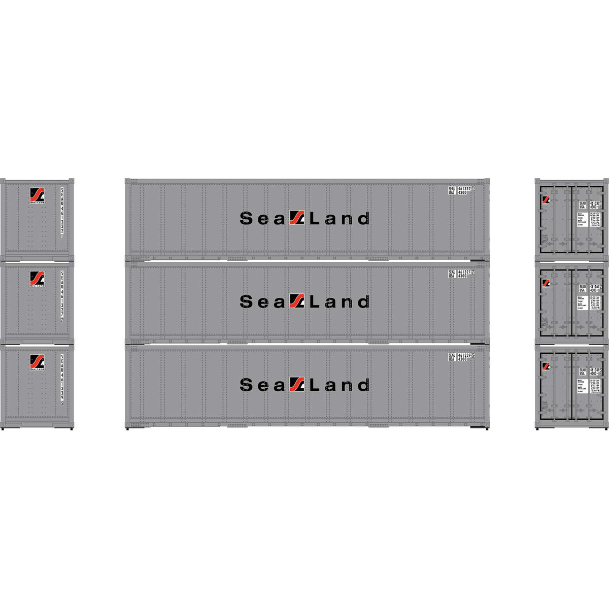 Athearn 63392 HO SEAU 40' Smooth Side Container #2 (Pack of 3)