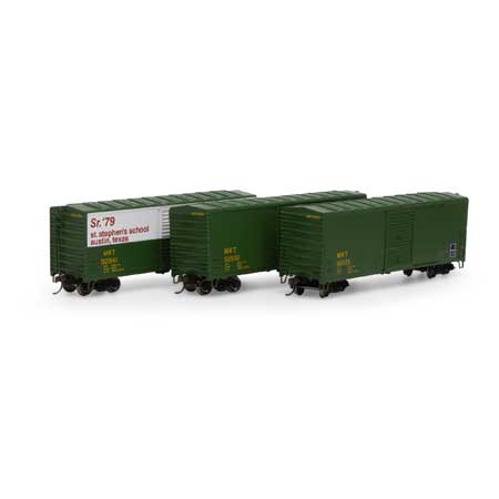 Athearn 67750 HO Missouri Kansas Texas Green 40' Modern Boxcar RTR (Pack of 3)