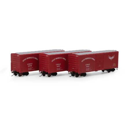 Athearn 67756 HO Gulf Mobile & Ohio 40' Modern Boxcar RTR (Pack of 3)