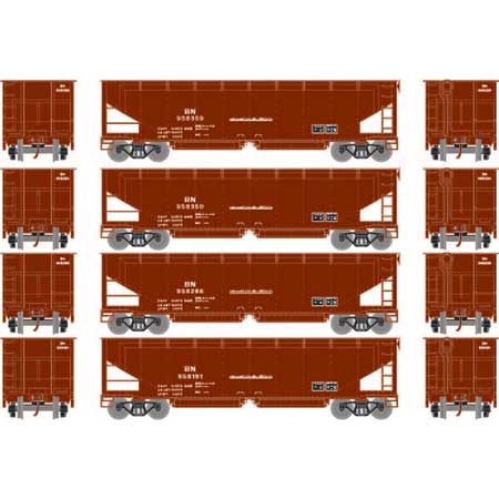 Athearn 7083 HO BN RTR 40' Offset Ballast Hopper with Load #1 (Set of 4) MT/Box