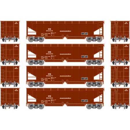 Athearn 7084 HO BN RTR 40' Offset Ballast Hopper with Load #2 (Set of 4) MT/Box