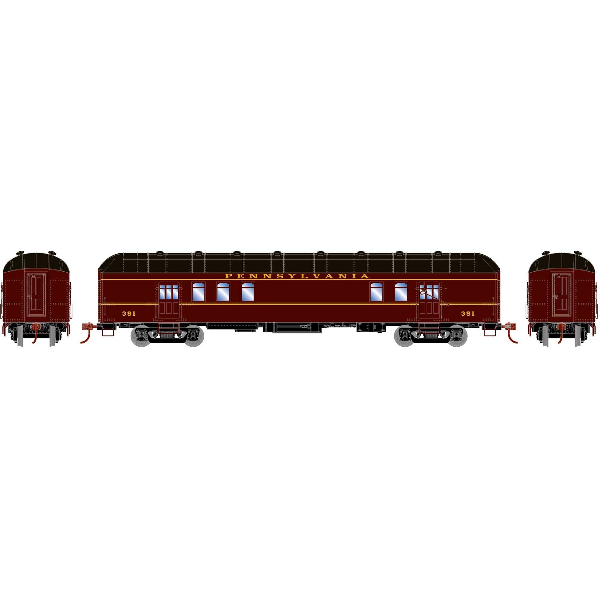 Athearn 73029 HO Pennsylvania Railroad Arch Roof Harriman RPO Ready-To-Run #391