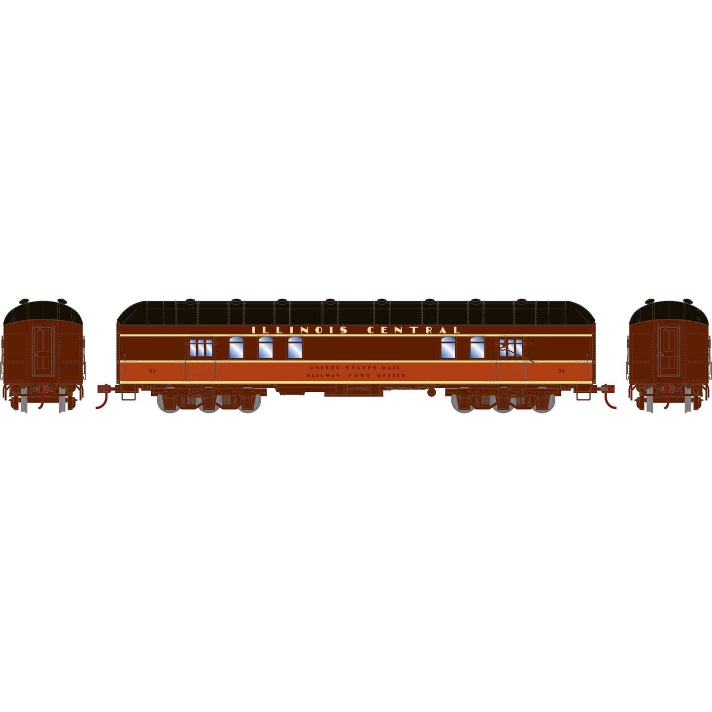 Athearn 73032 HO Illinois Central Arch Roof RPO Ready-To-Run #99