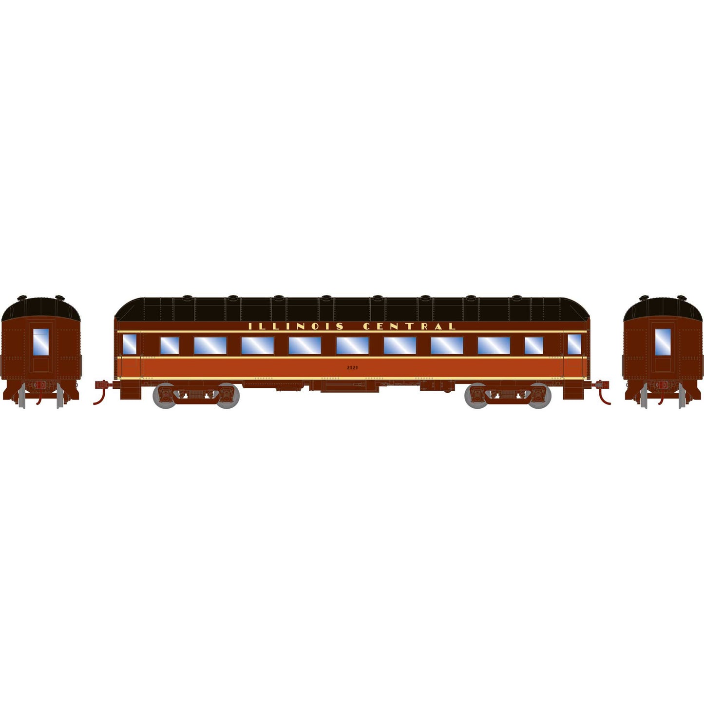 Athearn 73033 HO Illinois Central Arch Roof Coach Ready-To-Run #2121