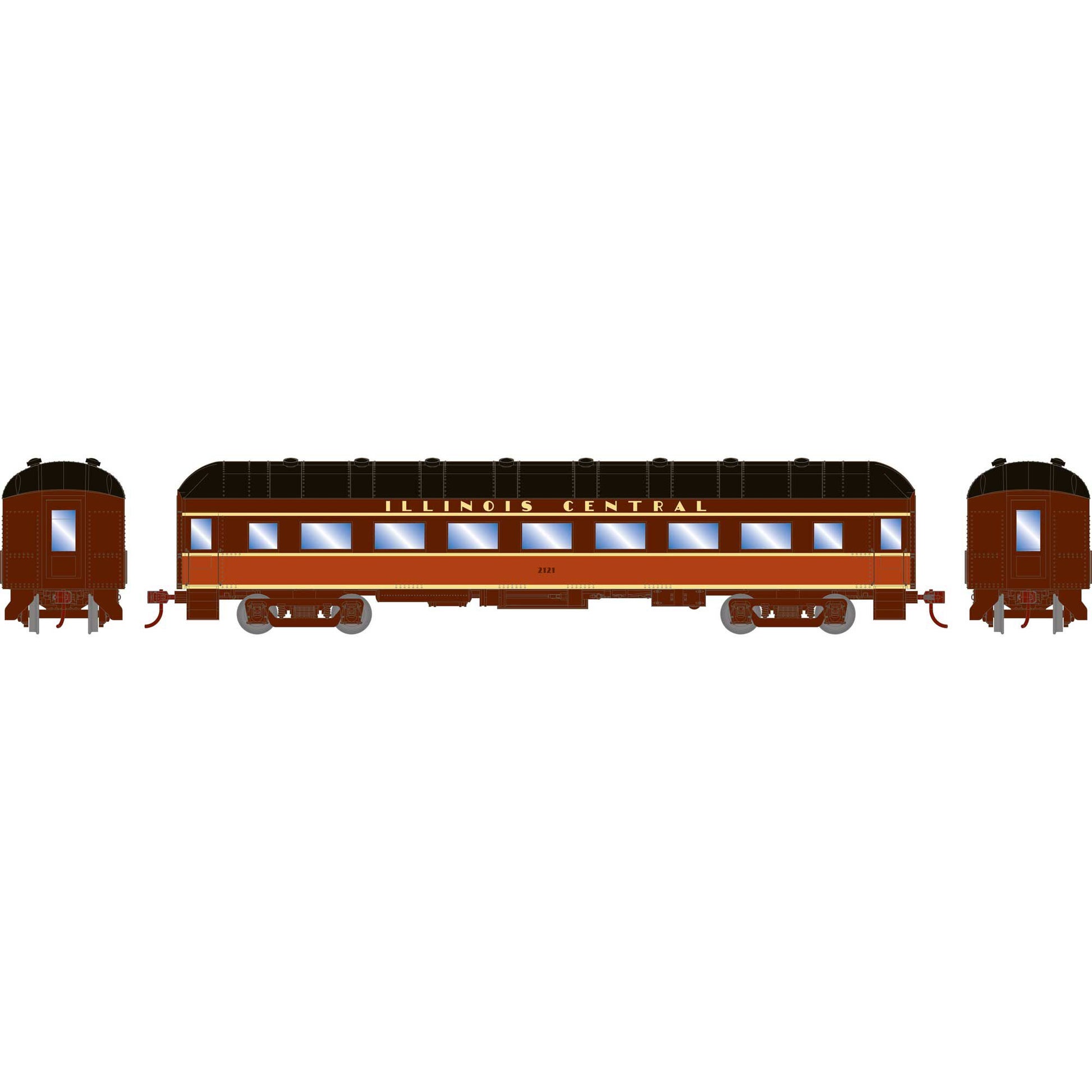 Athearn 73033 HO Illinois Central Arch Roof Coach Ready-To-Run #2121