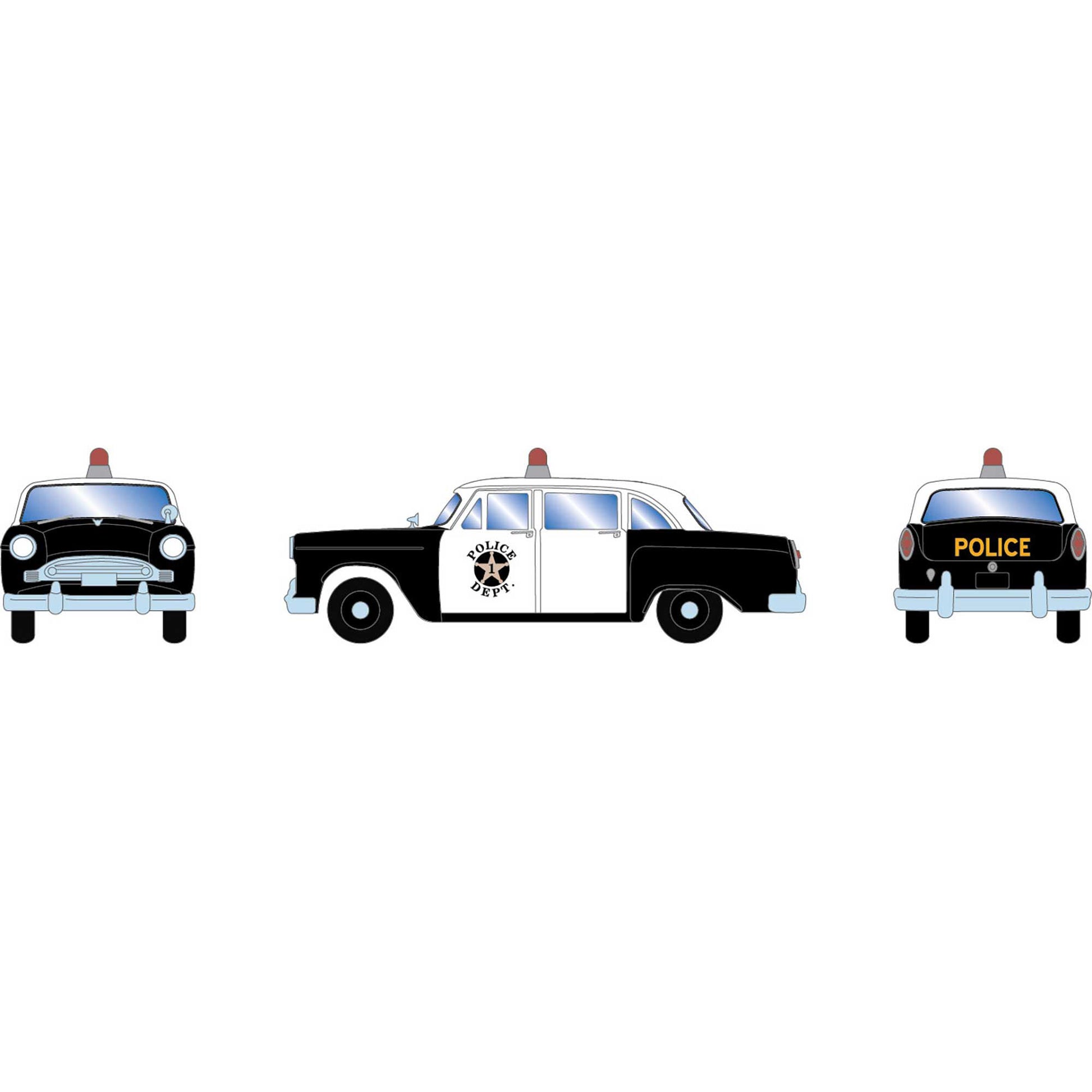 Athearn 74119 HO Police 1950's Sedan Ready-To-Run