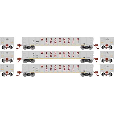 Athearn 8395 HO Wisconsin Central RTR 52' Mill Gondola (Pack of 3)