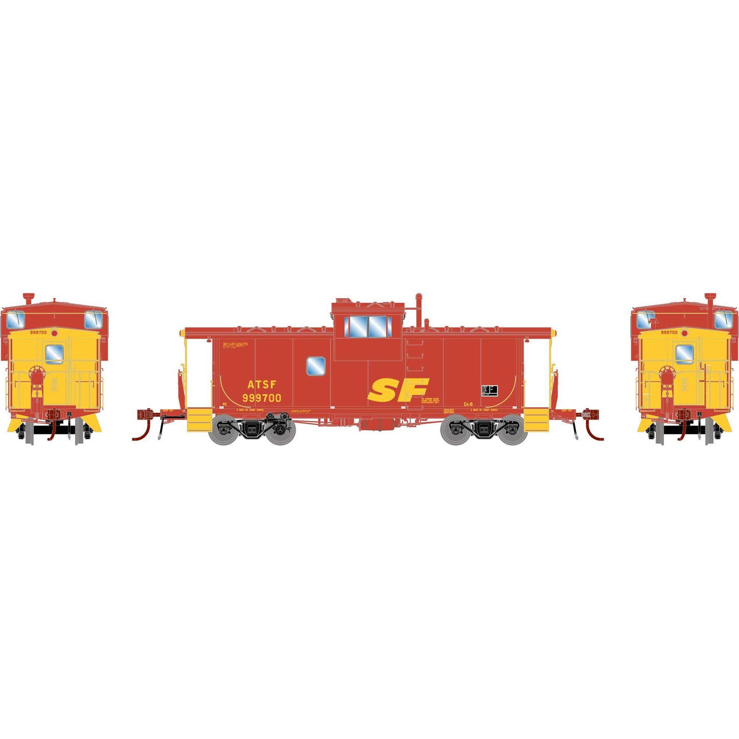 Athearn G78576 HO Santa Fe/Kodachrome CE-8 ICC Caboose with Lights #999700
