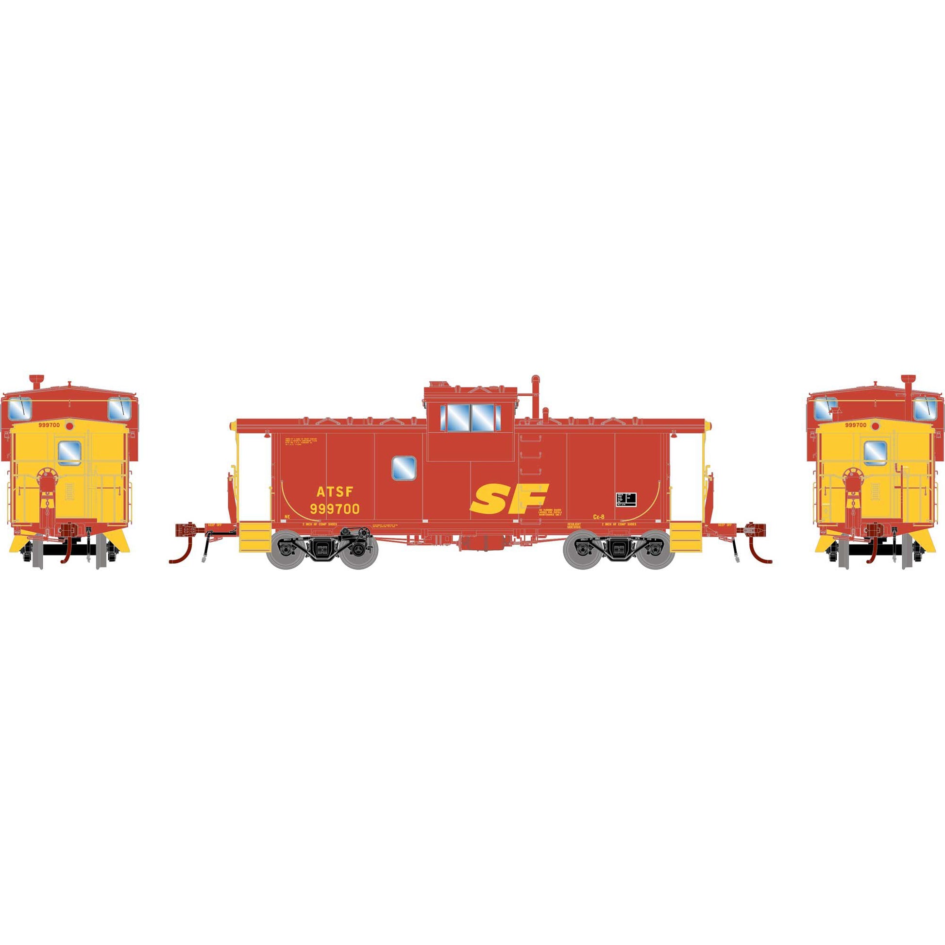 Athearn G78576 HO Santa Fe/Kodachrome CE-8 ICC Caboose with Lights #999700