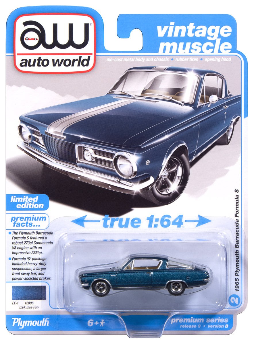 Auto World AWSP207-B-CASE 1:64 1965 Plymouth Barracuda Formula S (Pack of 6)