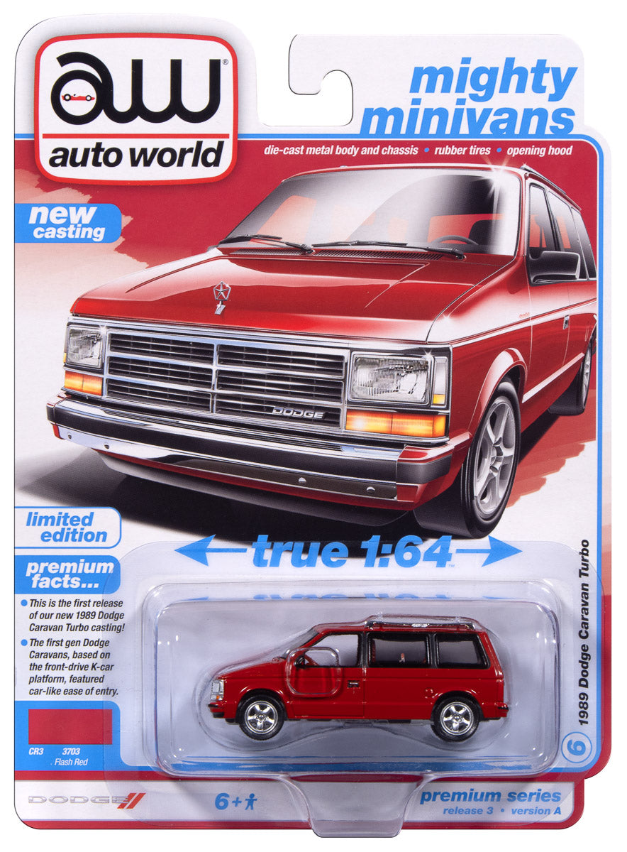 Auto World AWSP206-A-CASE 1:64 1989 Dodge Caravan Turbo Diecast (Pack of 6)