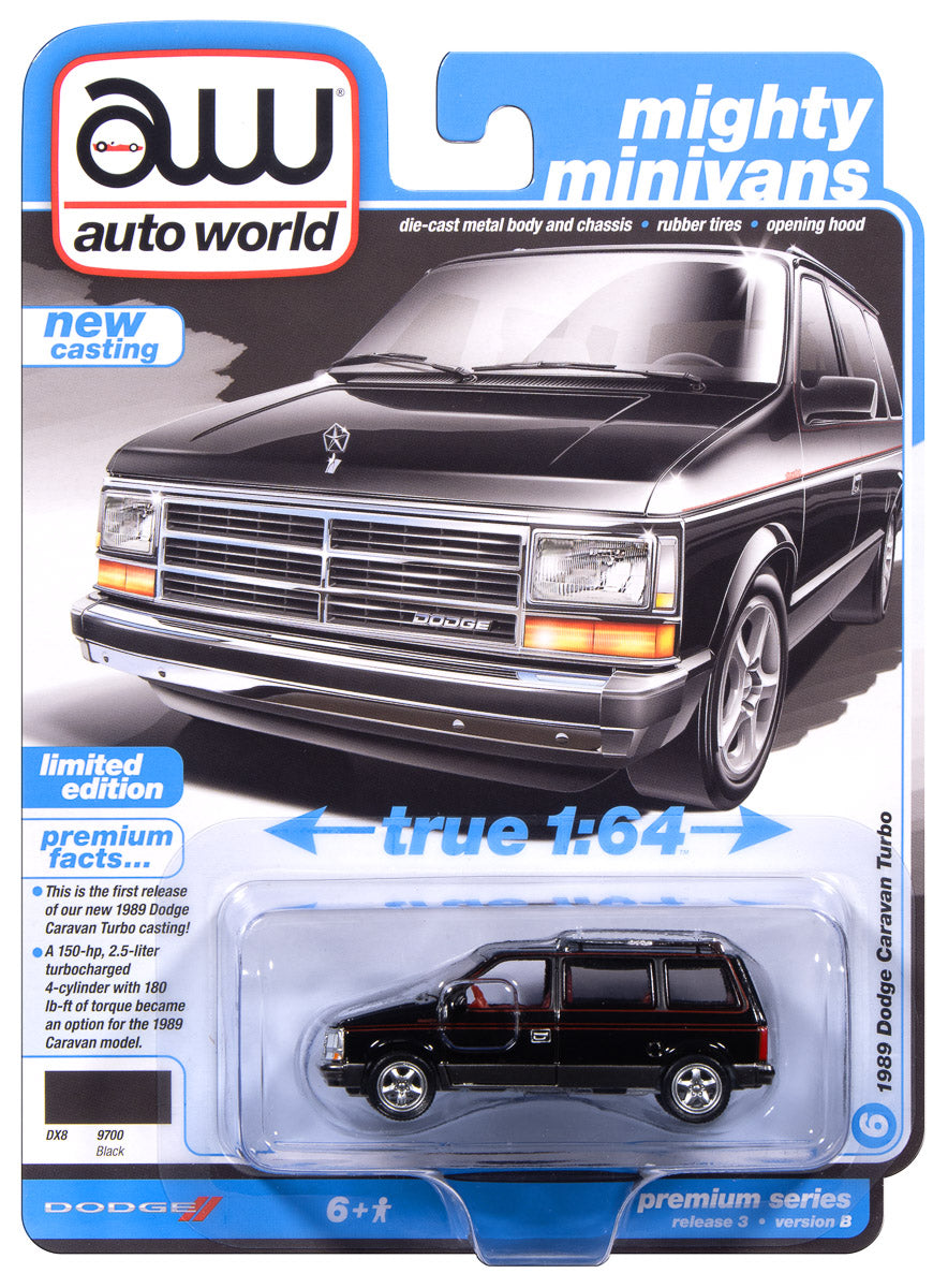 Auto World AWSP206-B-CASE 1:64 1989 Dodge Caravan Turbo Diecast (Pack of 6)