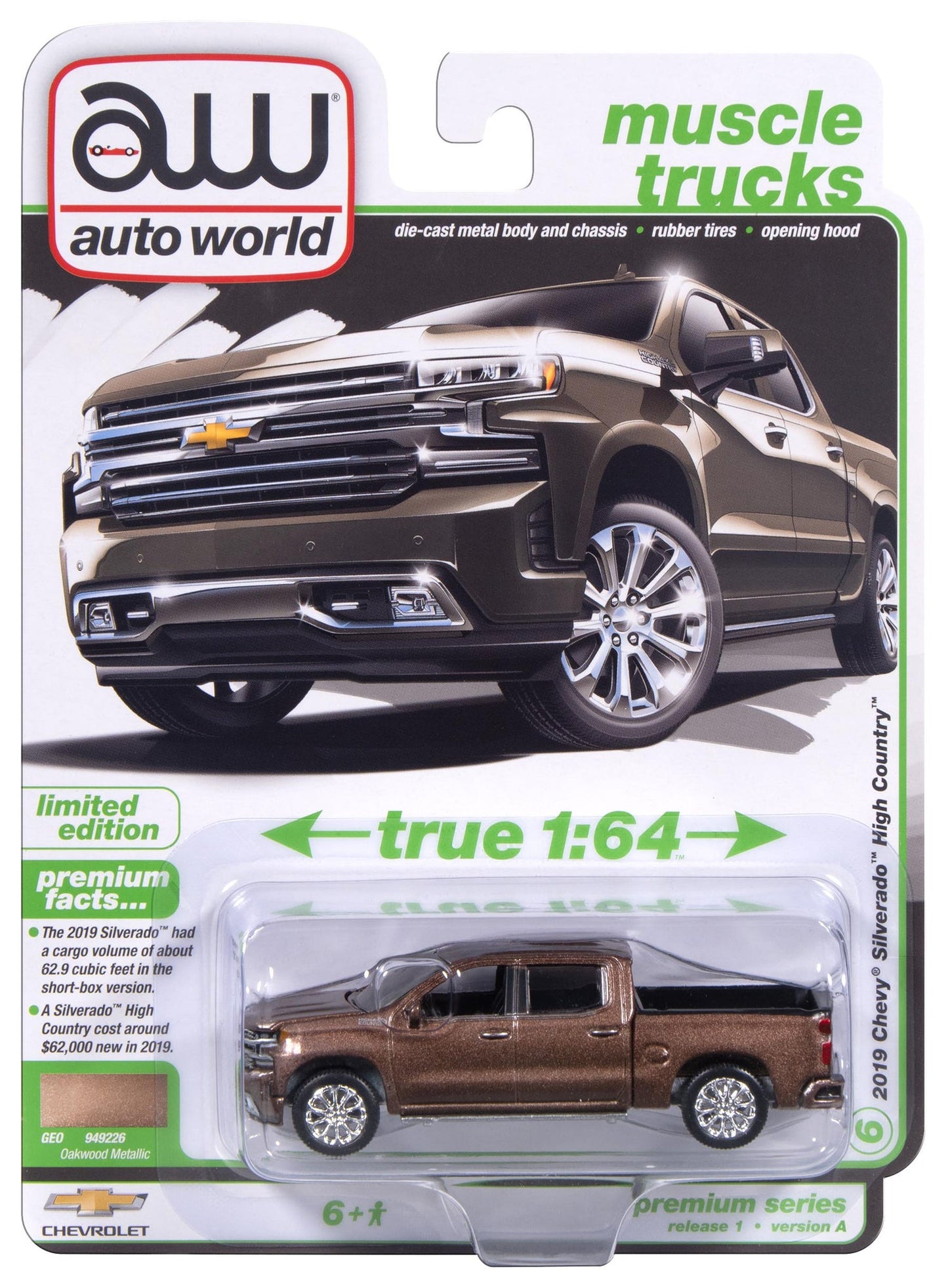 Auto World AWSP215-A-CASE 1:64 2019 Chevrolet Silverado High Country Pickup (6)