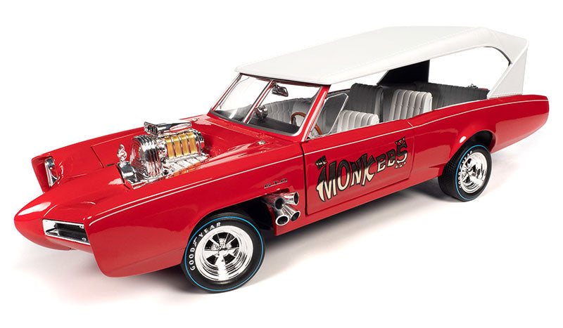 Auto World AWSS144 1:18 Red Body with Flat White Roof Monkeemobile Diecast Car