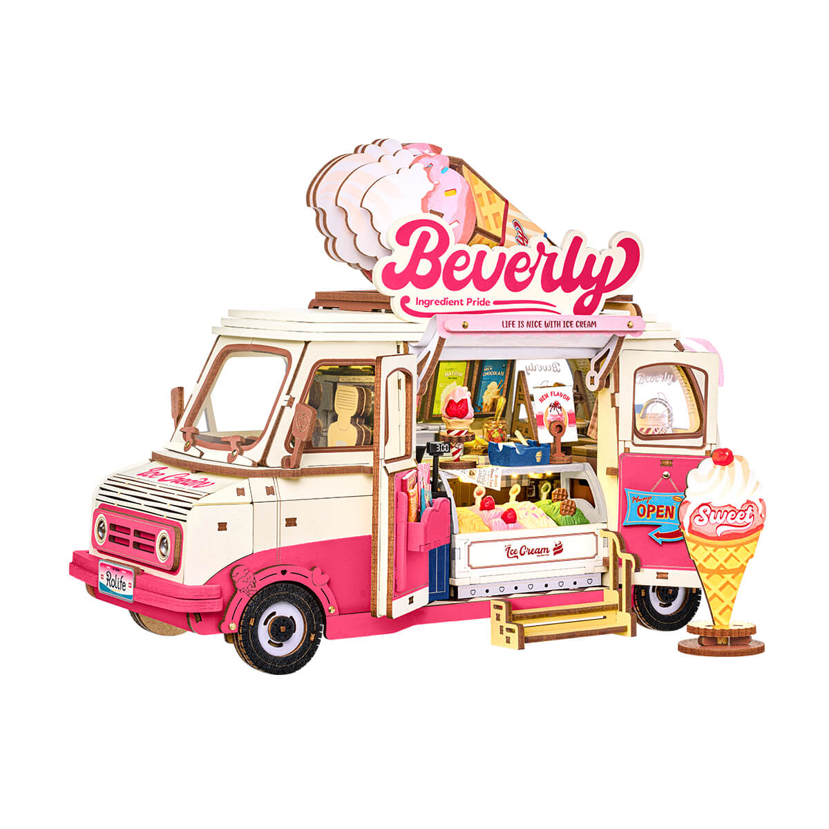 Robotime TGS06 Rolife Beverly's Ice Cream Truck 3D Wooden Puzzle