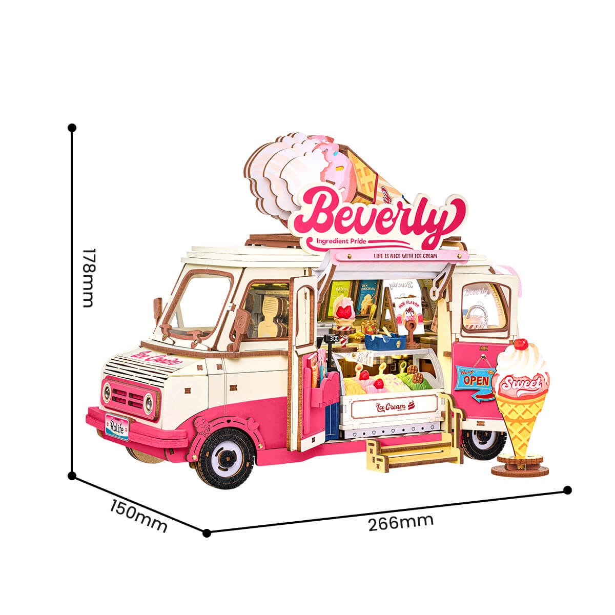 Robotime TGS06 Rolife Beverly's Ice Cream Truck 3D Wooden Puzzle