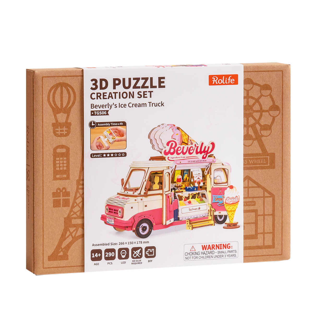 Robotime TGS06 Rolife Beverly's Ice Cream Truck 3D Wooden Puzzle