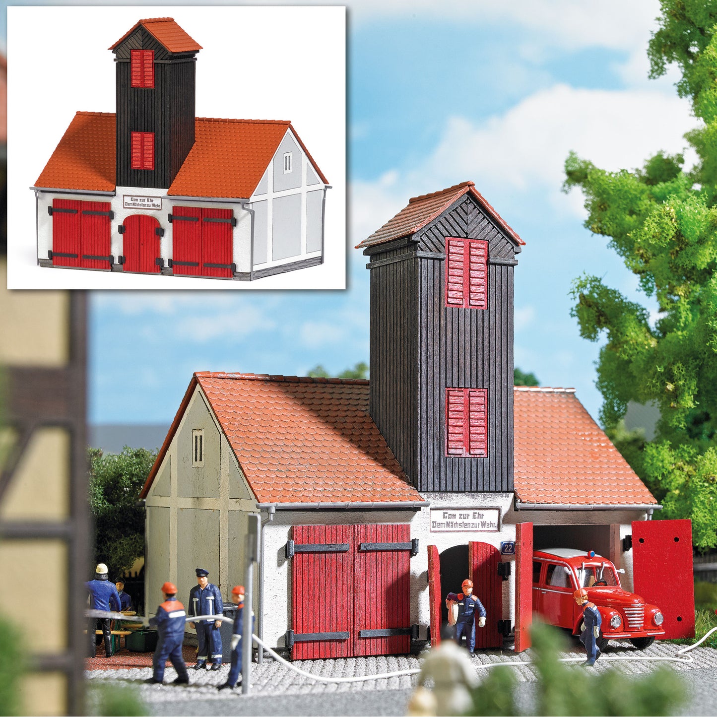 Busch 1660 HO Jonaswalde Firehouse Building Kit
