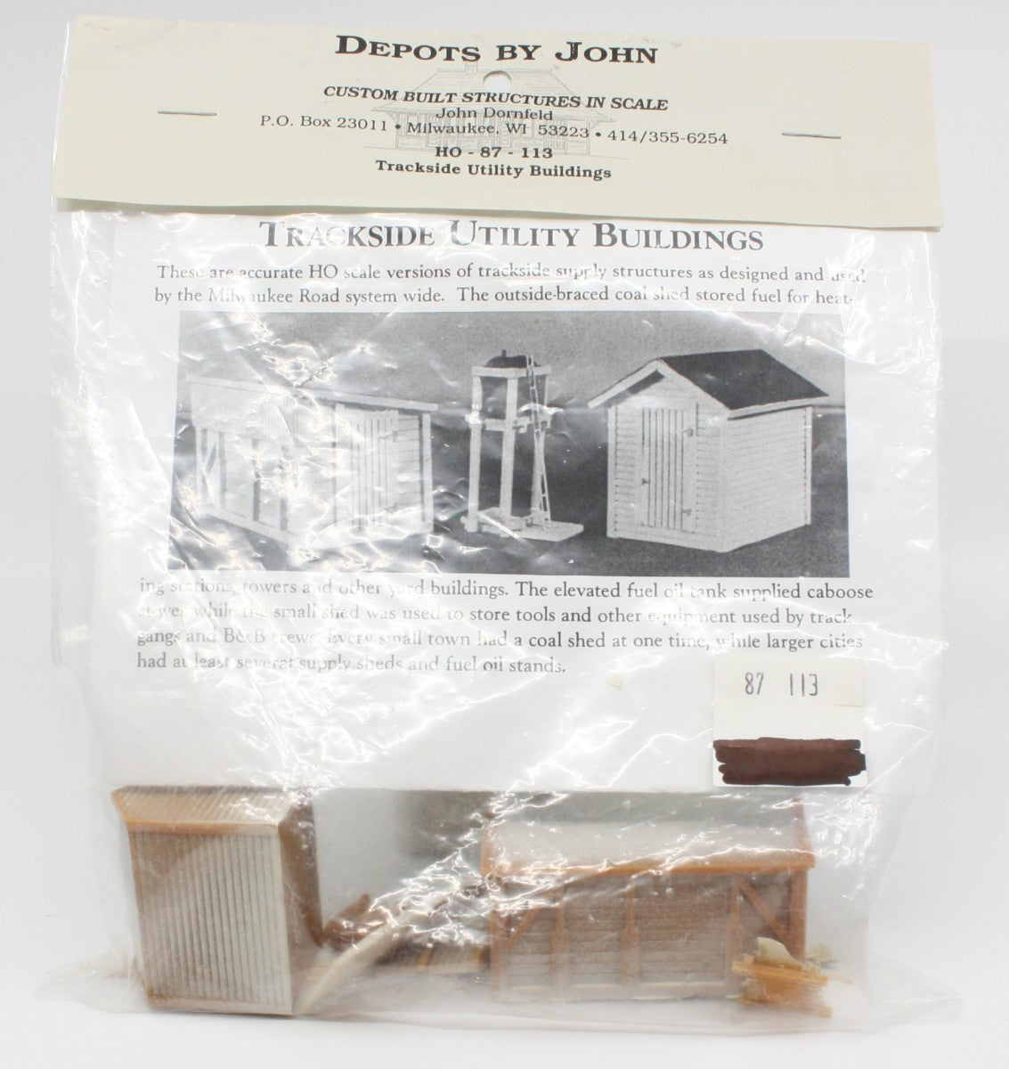 Depots By John 87-113 HO Scale Trackside Utility Buildings