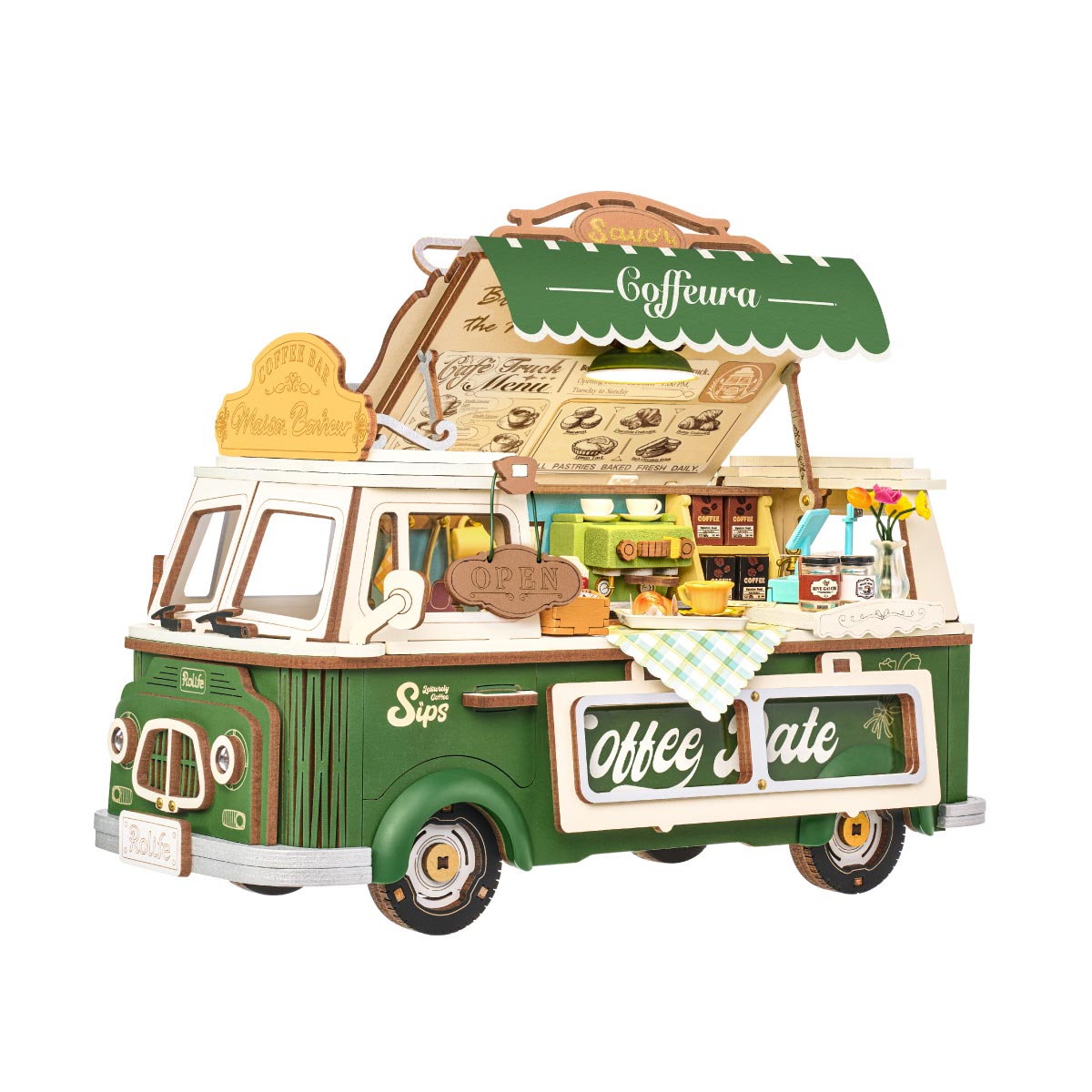 Robotime TGS07 Rolife Leo's Coffee Truck 3D Wooden Puzzle
