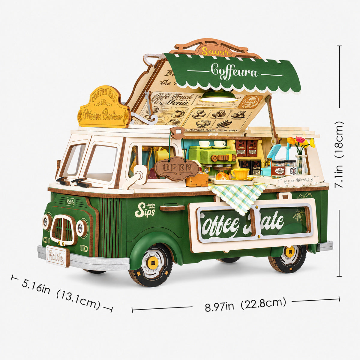 Robotime TGS07 Rolife Leo's Coffee Truck 3D Wooden Puzzle
