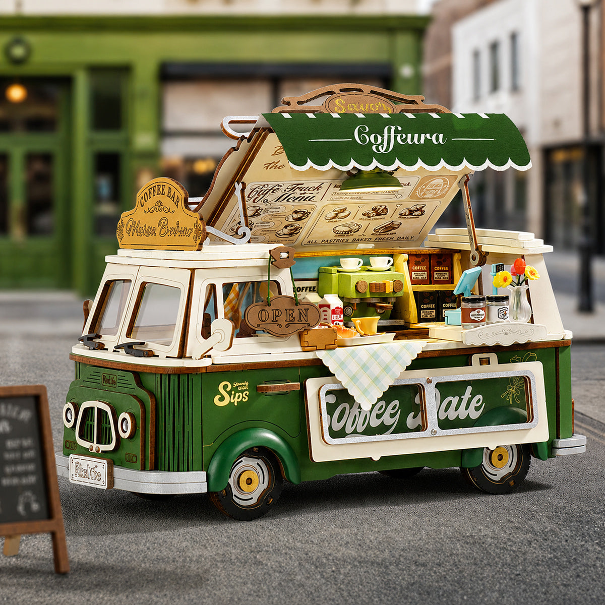 Robotime TGS07 Rolife Leo's Coffee Truck 3D Wooden Puzzle