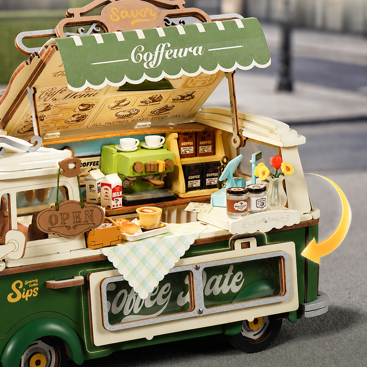 Robotime TGS07 Rolife Leo's Coffee Truck 3D Wooden Puzzle