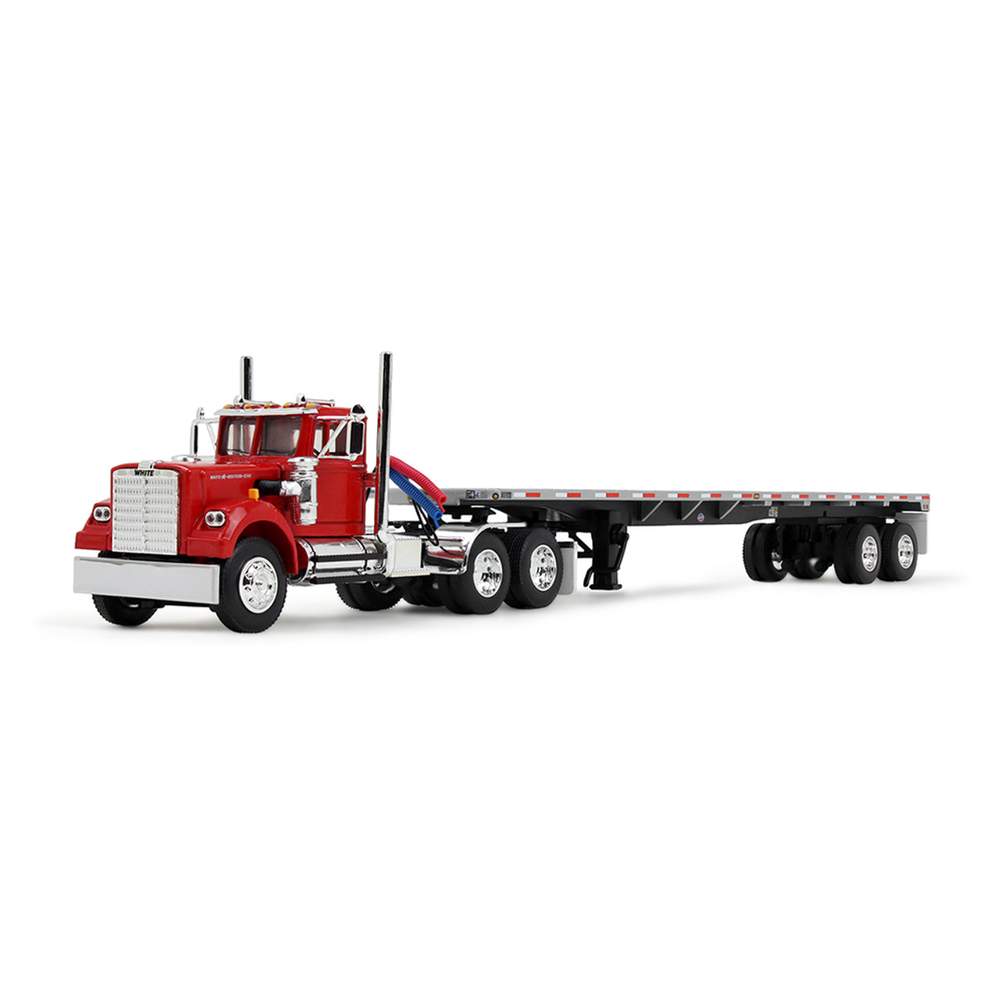 Die Cast Promotions 60-2093 1:64 White Western Star Day Cab with Flatbed Trailer