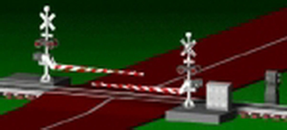 Z-Stuff DZ-1010 O Crossing Gate & Signal Pair W/Block Signal Detectors LN/Box