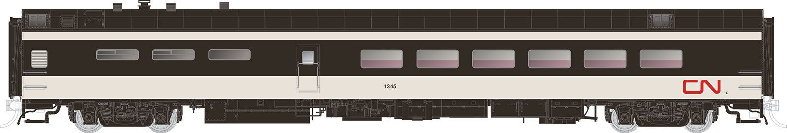 Rapido Trains 124008 HO CN 1961 Scheme P-S Lightweight 48-Seat Dining Car #1345