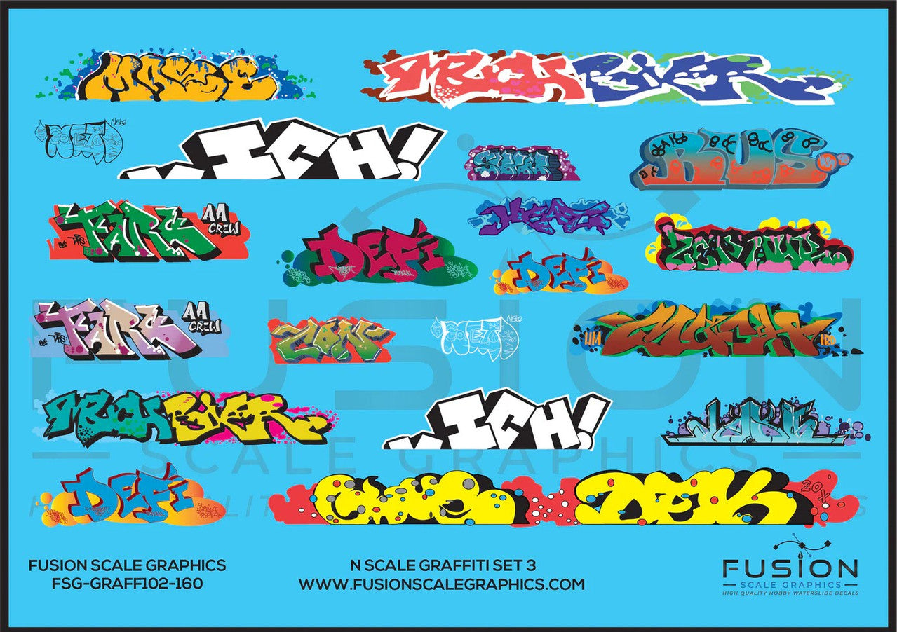 Fusion Scale Graphics 200206 N Graffiti Decal Set #3