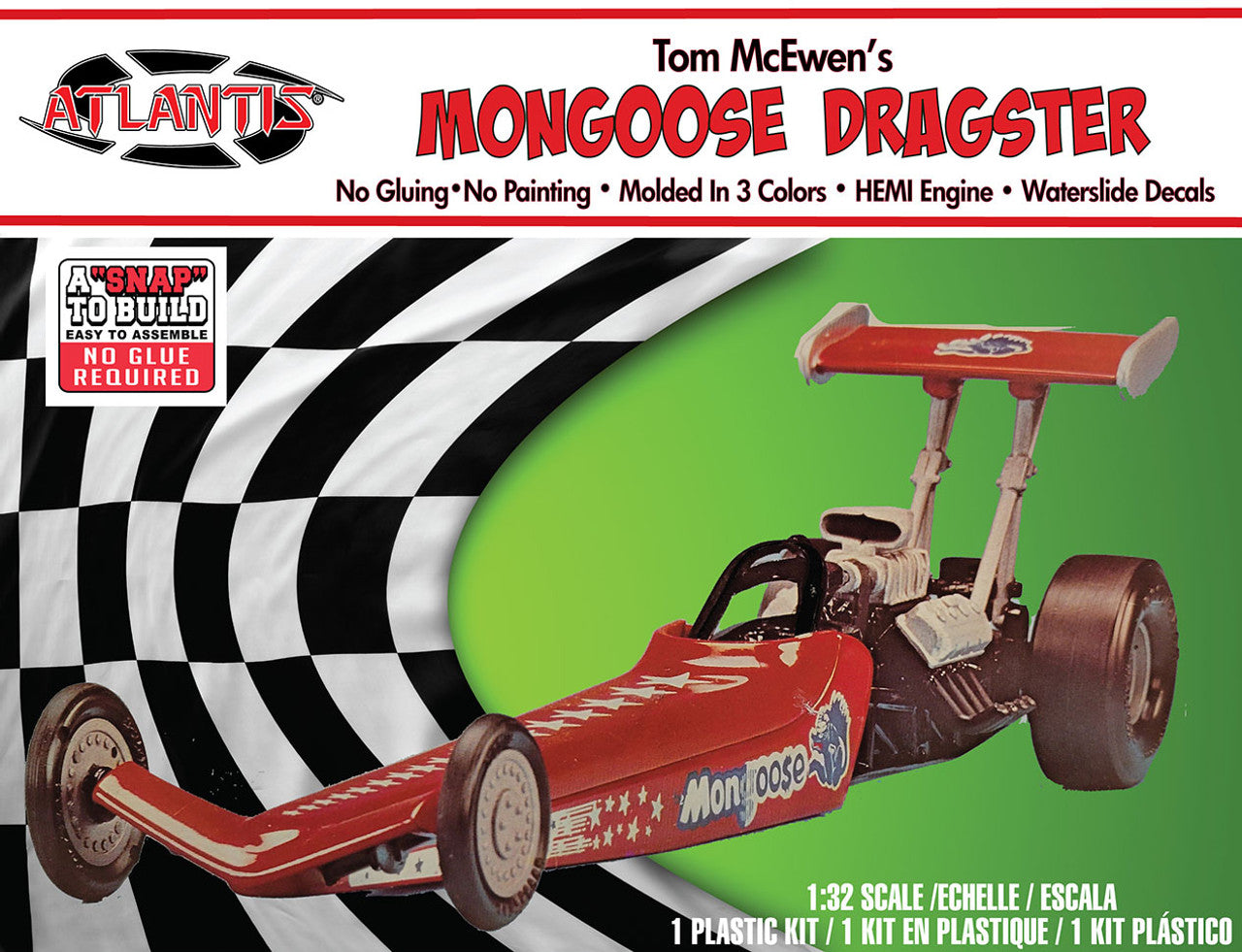 Atlantis Models H1120 1:32 Tom McEwen Mongoose Dragster Plastic Model Kit