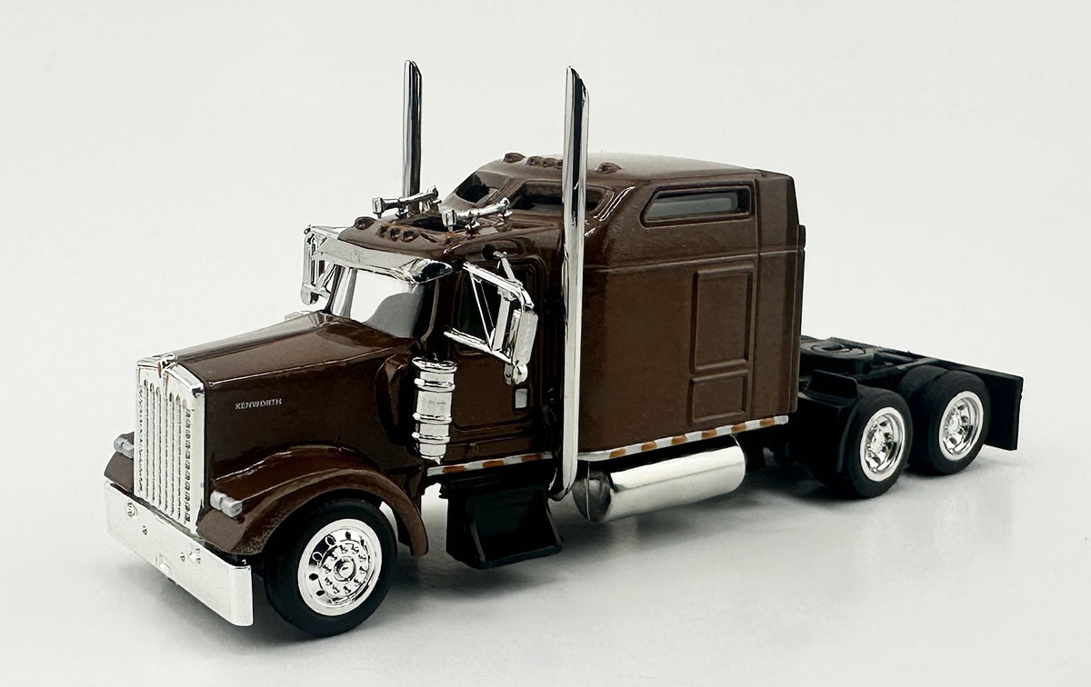 HO Logistics Replicas W90002 HO Brown Kenworth W900L 2-Axle Sleeper Cab