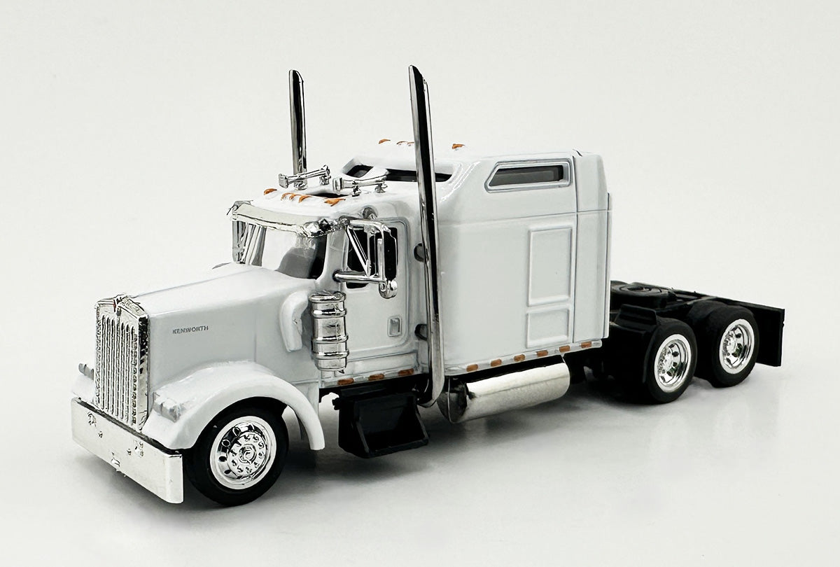 HO Logistics Replicas W90007 HO White Kenworth W900L 2-Axle Sleeper Cab