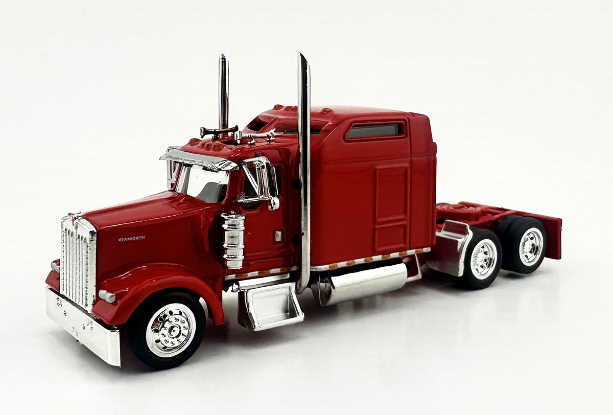 HO Logistics Replicas W90008 HO Red Kenworth W900L 2-Axle Sleeper Cab