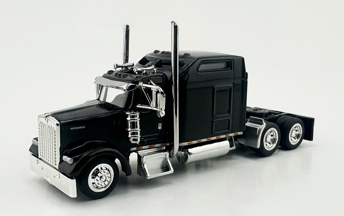 HO Logistics Replicas W90009 HO Black Kenworth W900L 2-Axle Sleeper Cab
