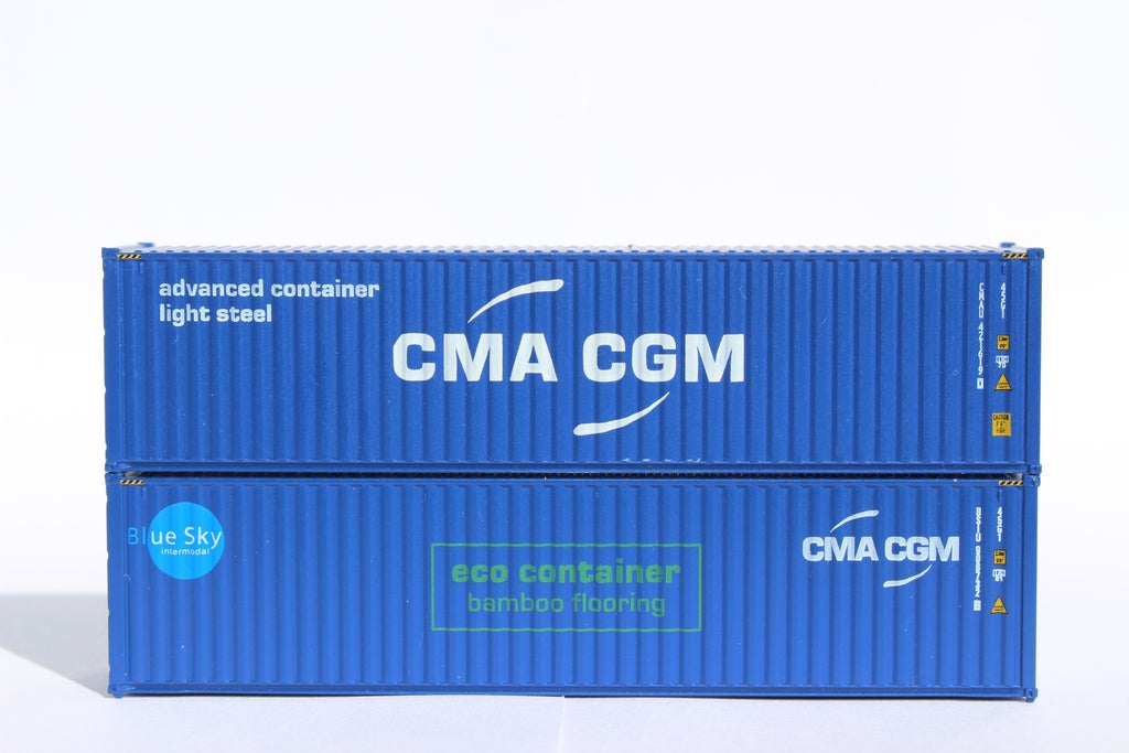 JTC Model Trains 405089 N CMA CGM 40' HC C.S. Container Pack C (Pack of 2)