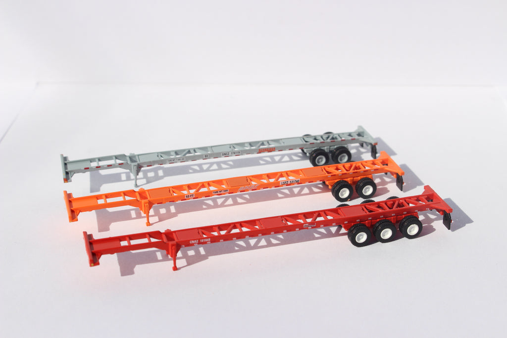 JTC Model Trains 152501 N 53' Container Chassis #1 (Set of 3)