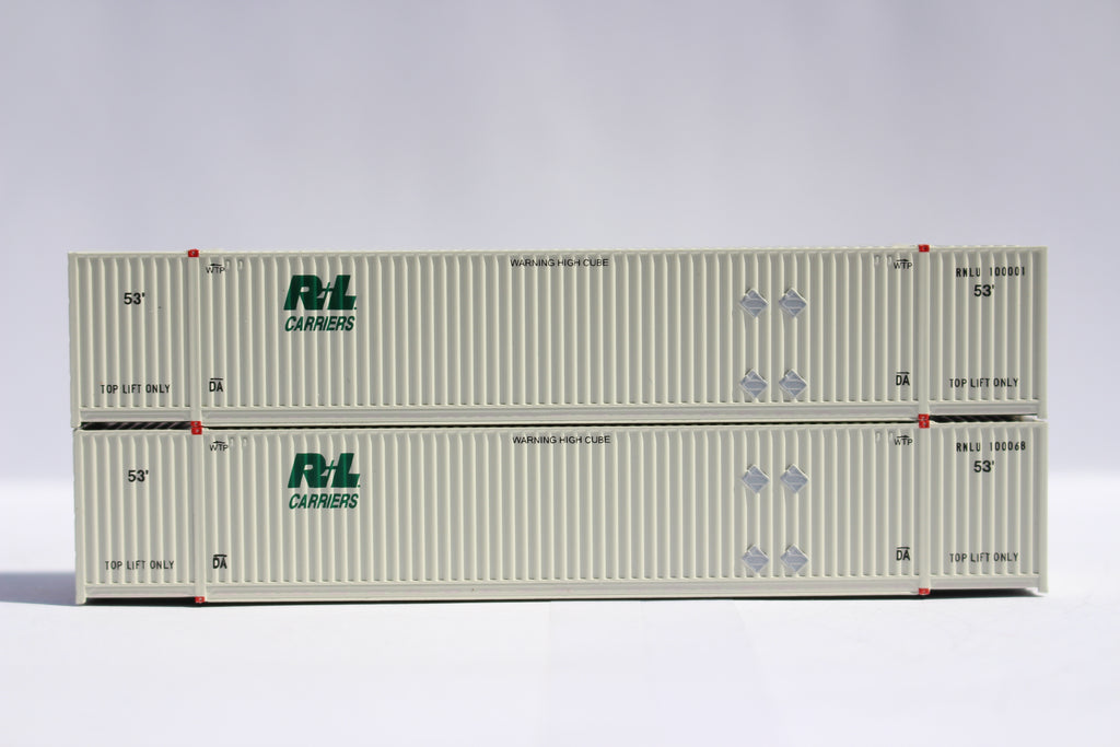 JTC Model Trains 537062 N R+L Carriers 53' High Cube 8-55-8 Containers Set #1
