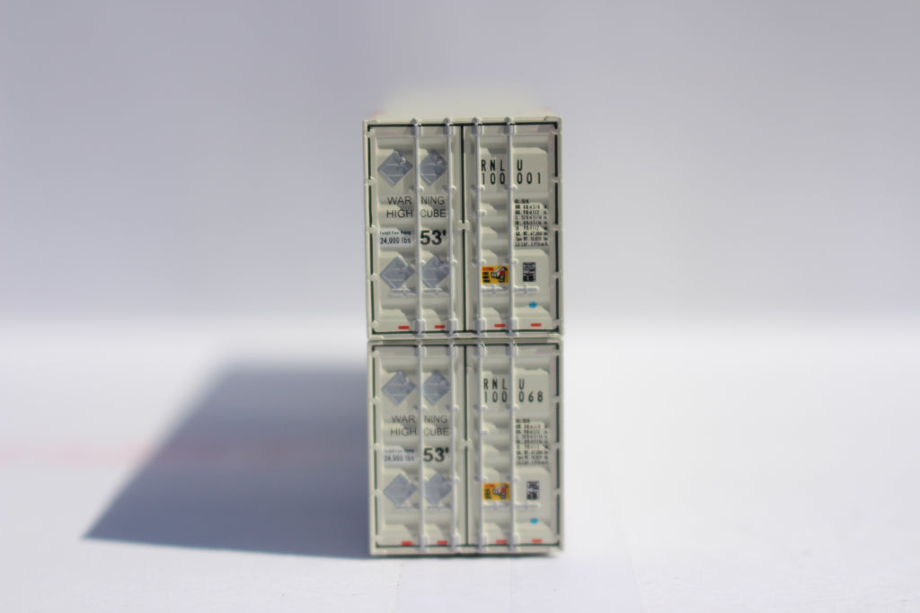 JTC Model Trains 537062 N R+L Carriers 53' High Cube 8-55-8 Containers Set #1