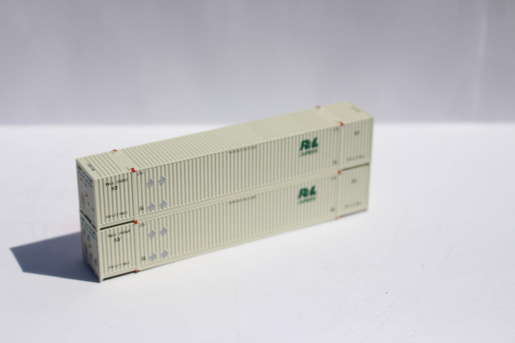 JTC Model Trains 537062 N R+L Carriers 53' High Cube 8-55-8 Containers Set #1