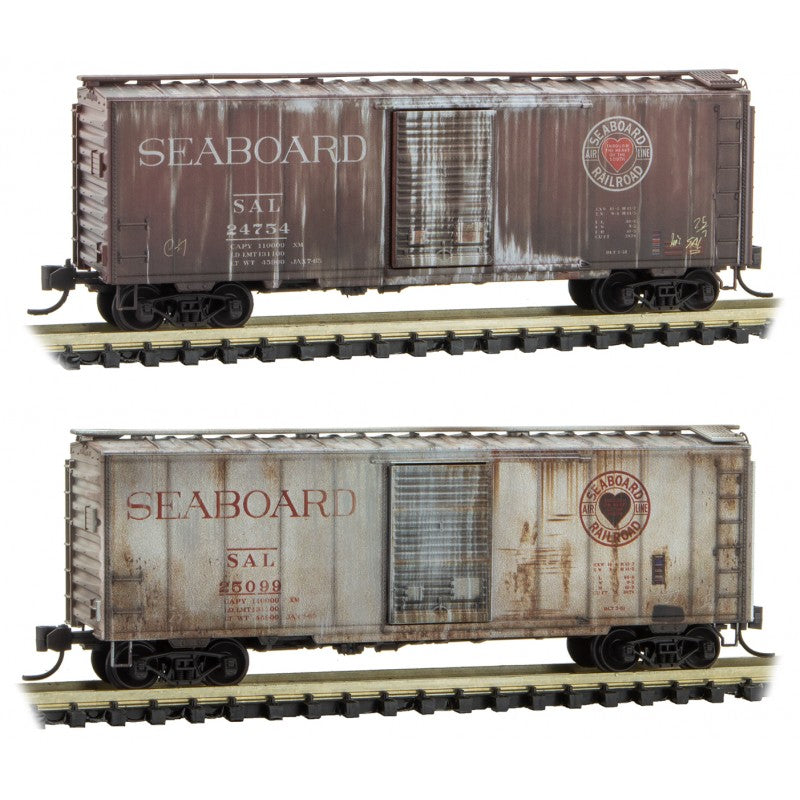 Micro-Trains 99305630 N Seaboard Air Line Weathered 40' PS-1 Boxcar (Set of 2)